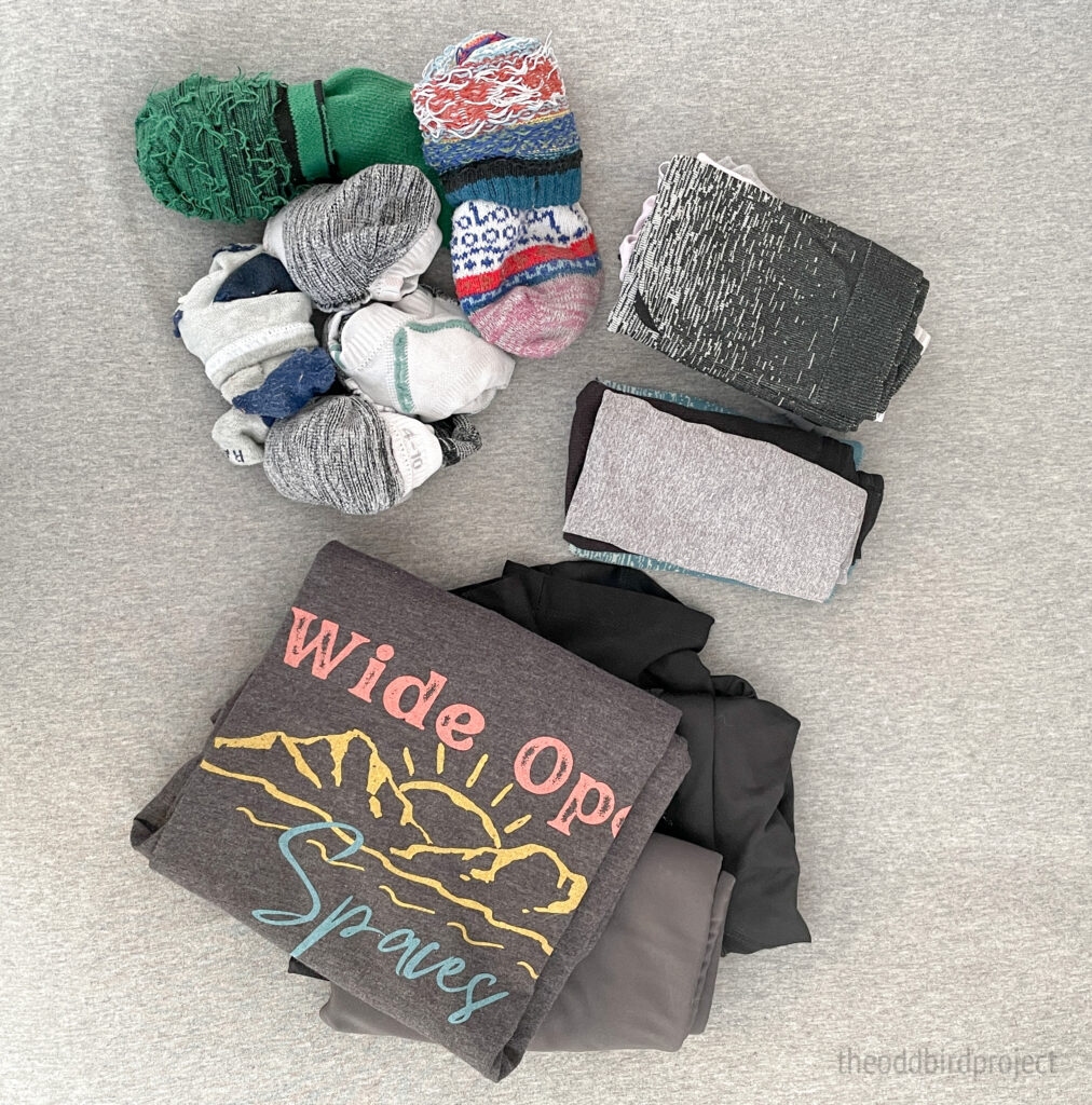 image of socks, pajamas and underwear for travel